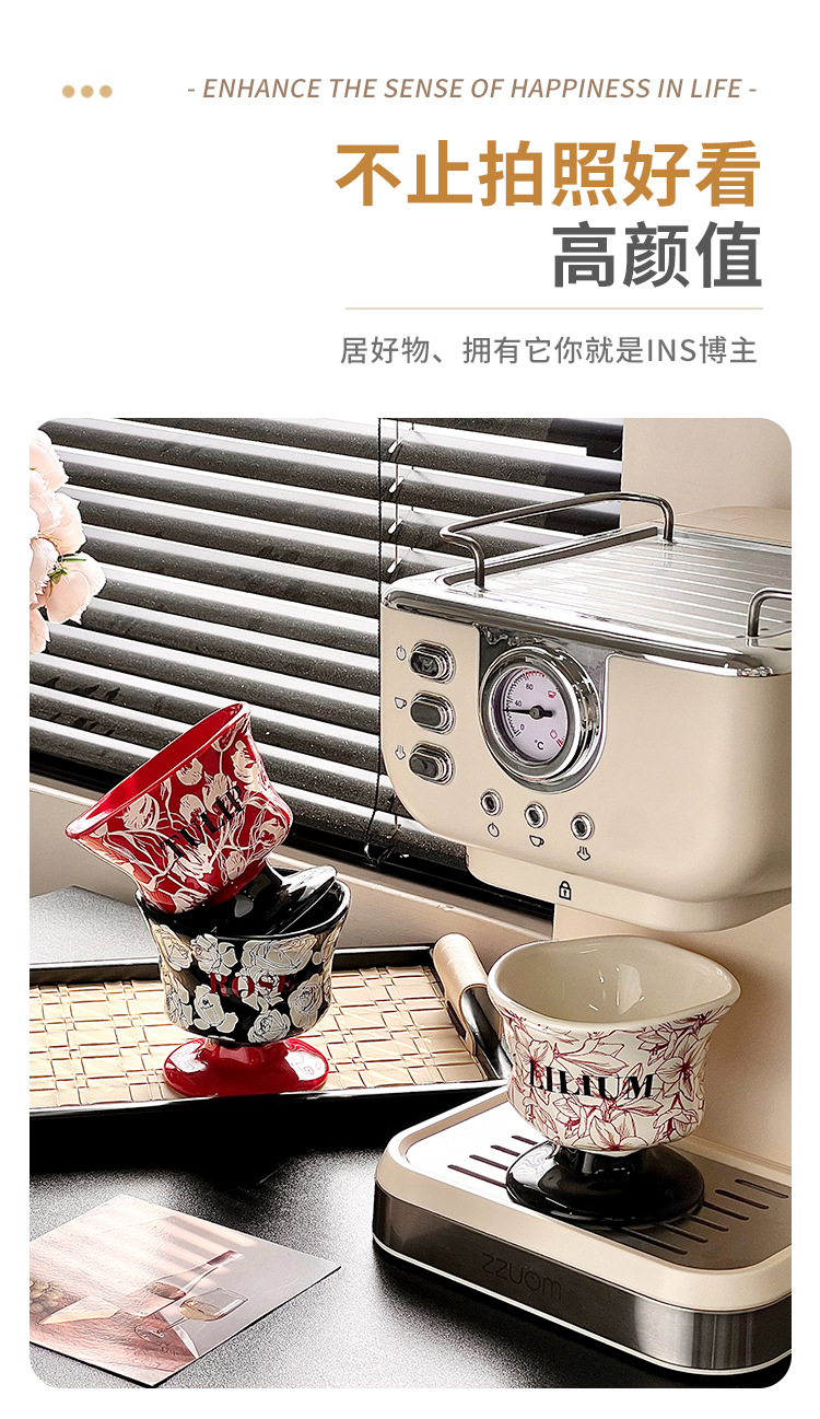 新款轻奢高级感随手杯多用途喝茶水具高温烧制釉下彩陶瓷杯子批发详情4