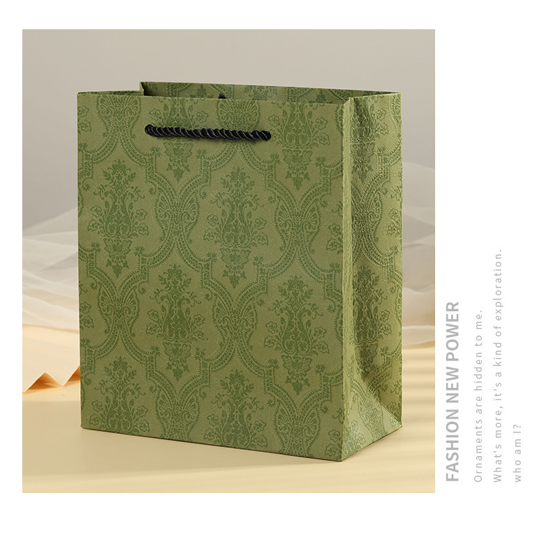 Ancient-style jewelry box, top and bottom cover ring box, classic packaging box, stud necklace box, enamel green jewelry box, gift bag pic 10