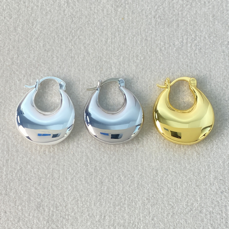 fever同款欧美ins博主扁圆耳环简约大气高级感秋冬椭气质简约耳饰详情3