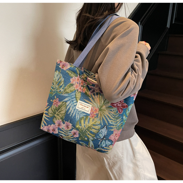 大容量国潮风帆布包包女2025新款通勤托特包女ins大学生上课单肩包详情25