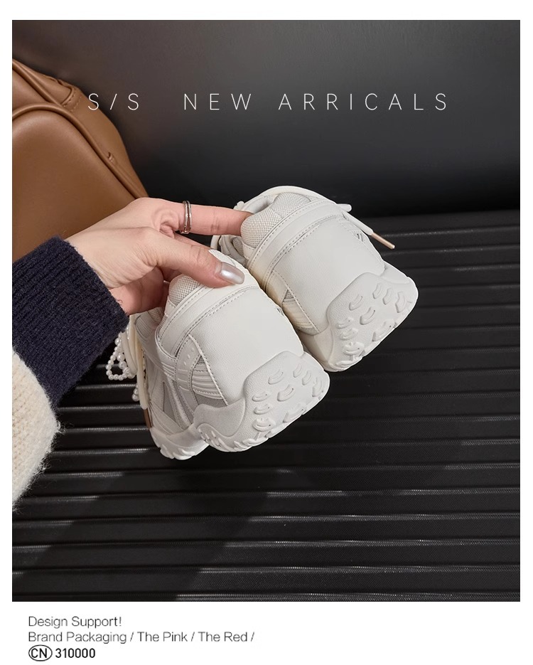 6CM内增高德训鞋女蕾丝珍珠夏新款银色厚底网面休闲运动鞋阿甘鞋详情24