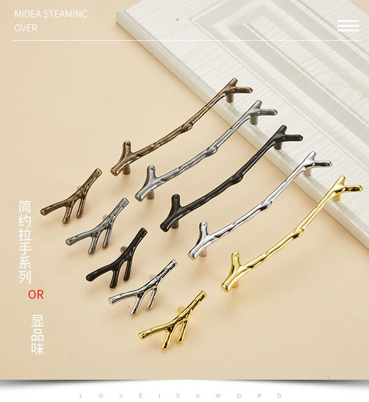 Cross-border modern and simple kitchen cabinets, branch handles, American black wine cabinets, drawers, wardrobes, door handles, furniture hardware pic 3