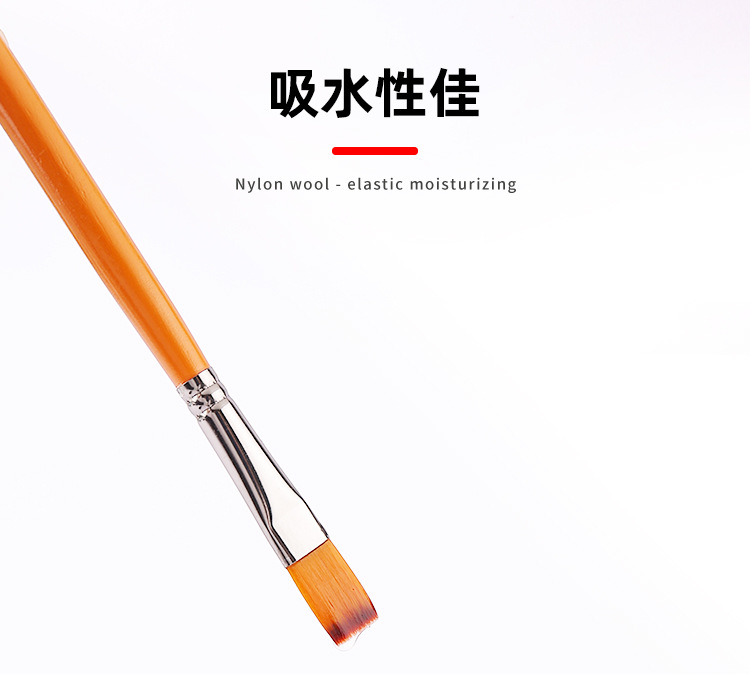 博艺宣五支装木质橙光数字油画笔学生尼龙绘画套装水粉丙烯油画笔详情17