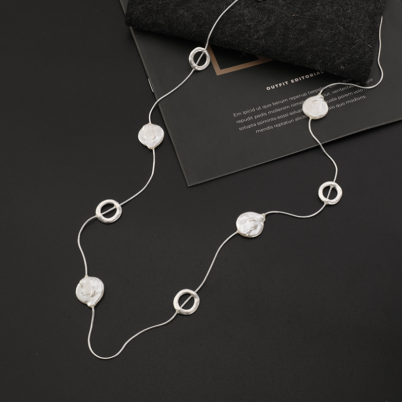 跨境专供长款毛衣链外贸新款欧美时尚简约珍珠女士高级感调节项链详情10