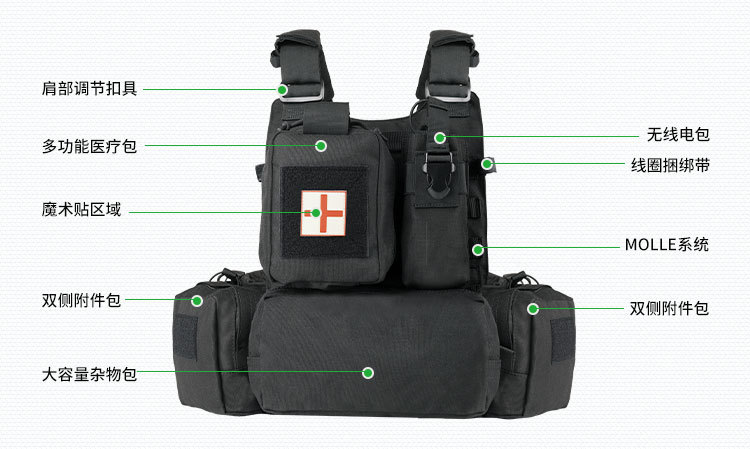  逸途 多功能全防护战术背心MOLLE金属蛇扣快拆户外迷彩战术马甲详情3