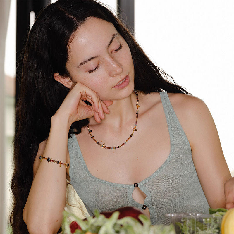 新款首发！彩虹碎石点点项链法式时尚轻奢精致潮流小众设计高级感详情8