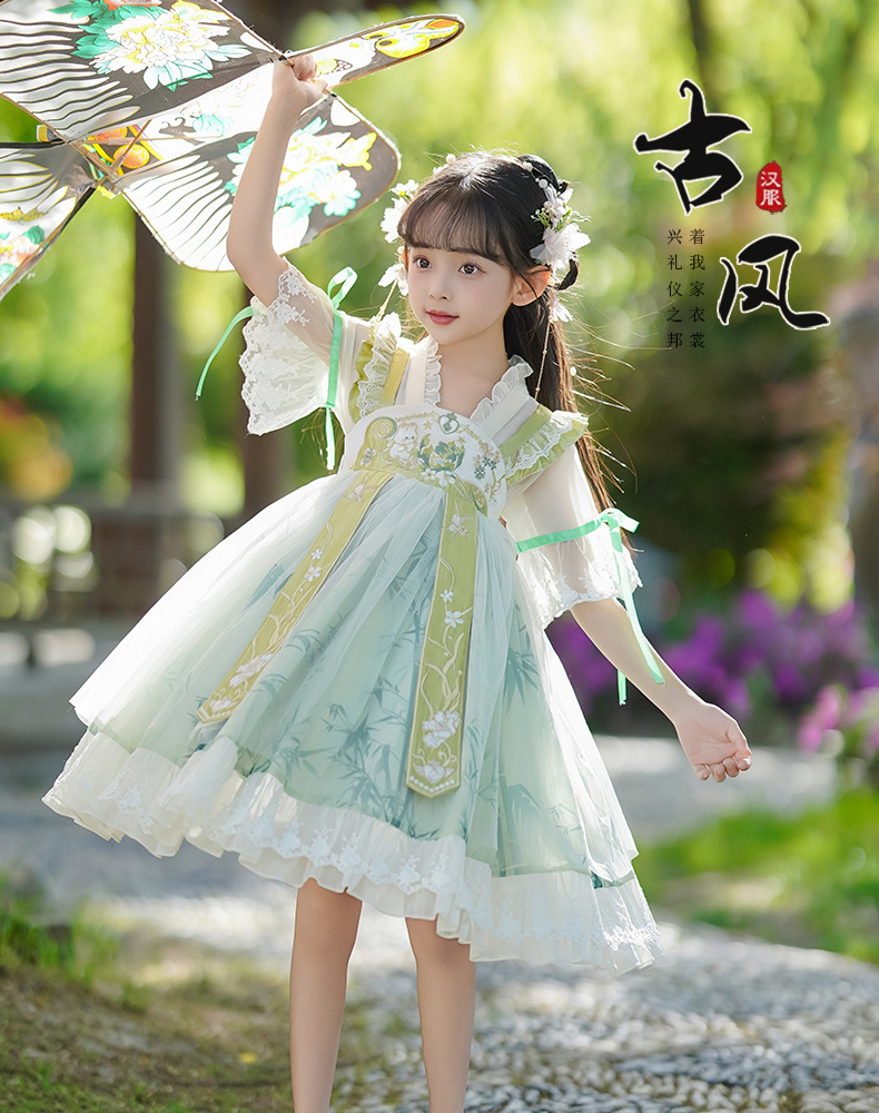国潮汉服女童春装2025新款连衣裙儿童国风超仙春季唐装中国风童装春款详情2