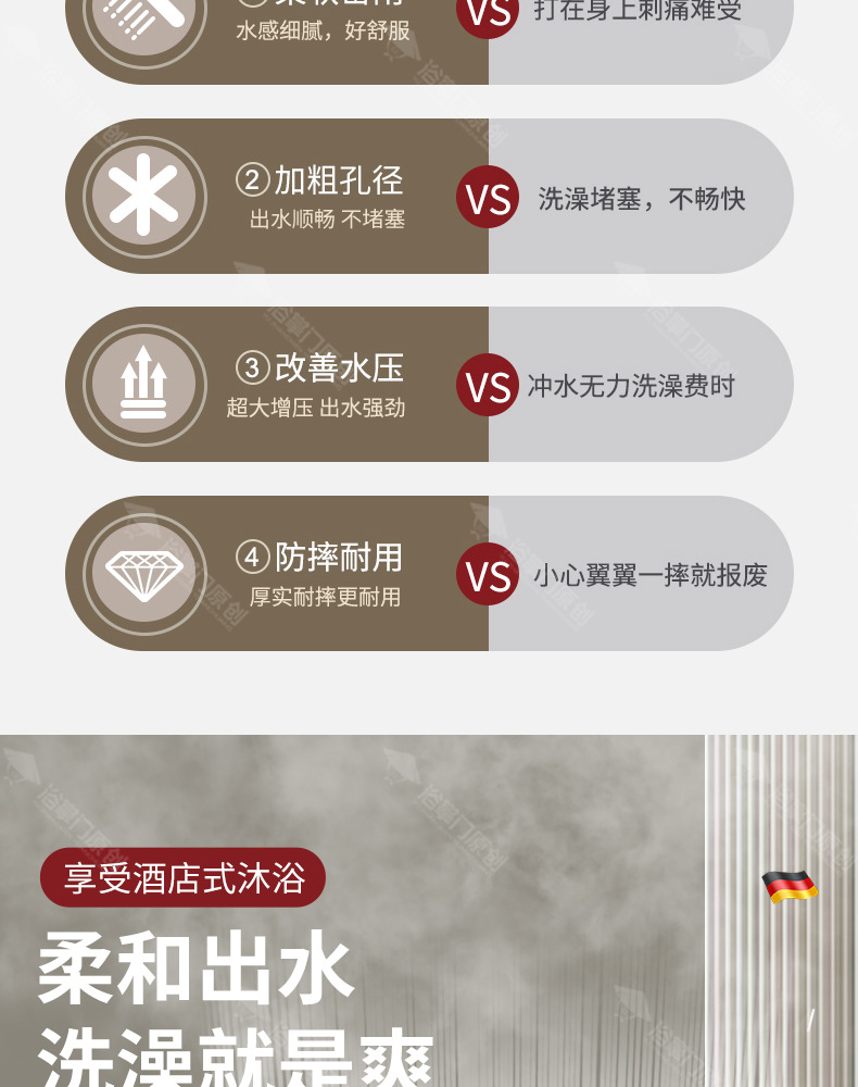 Large water outlet pressurized showerhead, bathroom bathing, shower, powerful and super pressurized rain shower, handheld single showerhead pic 4