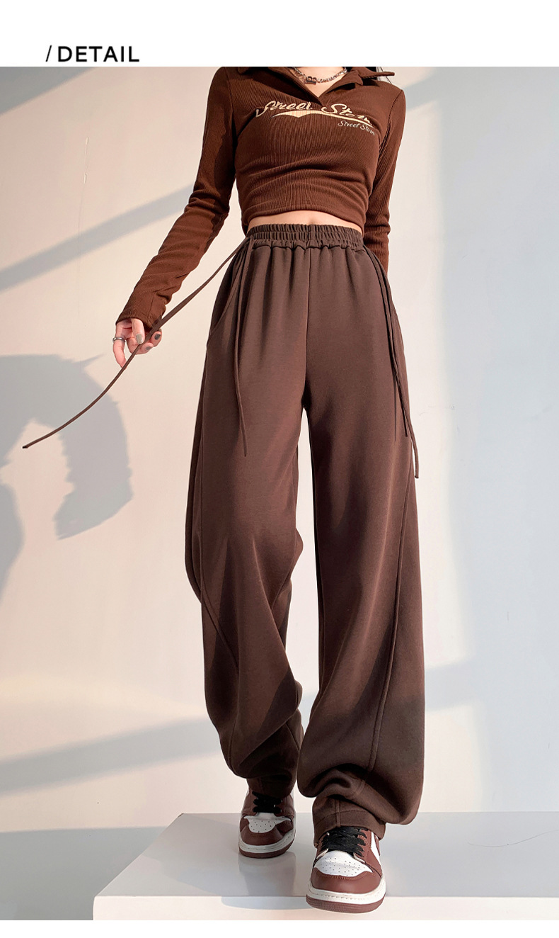 Fleece warm wide-leg pants, loose and high-waisted, slimming winter new style pic 43