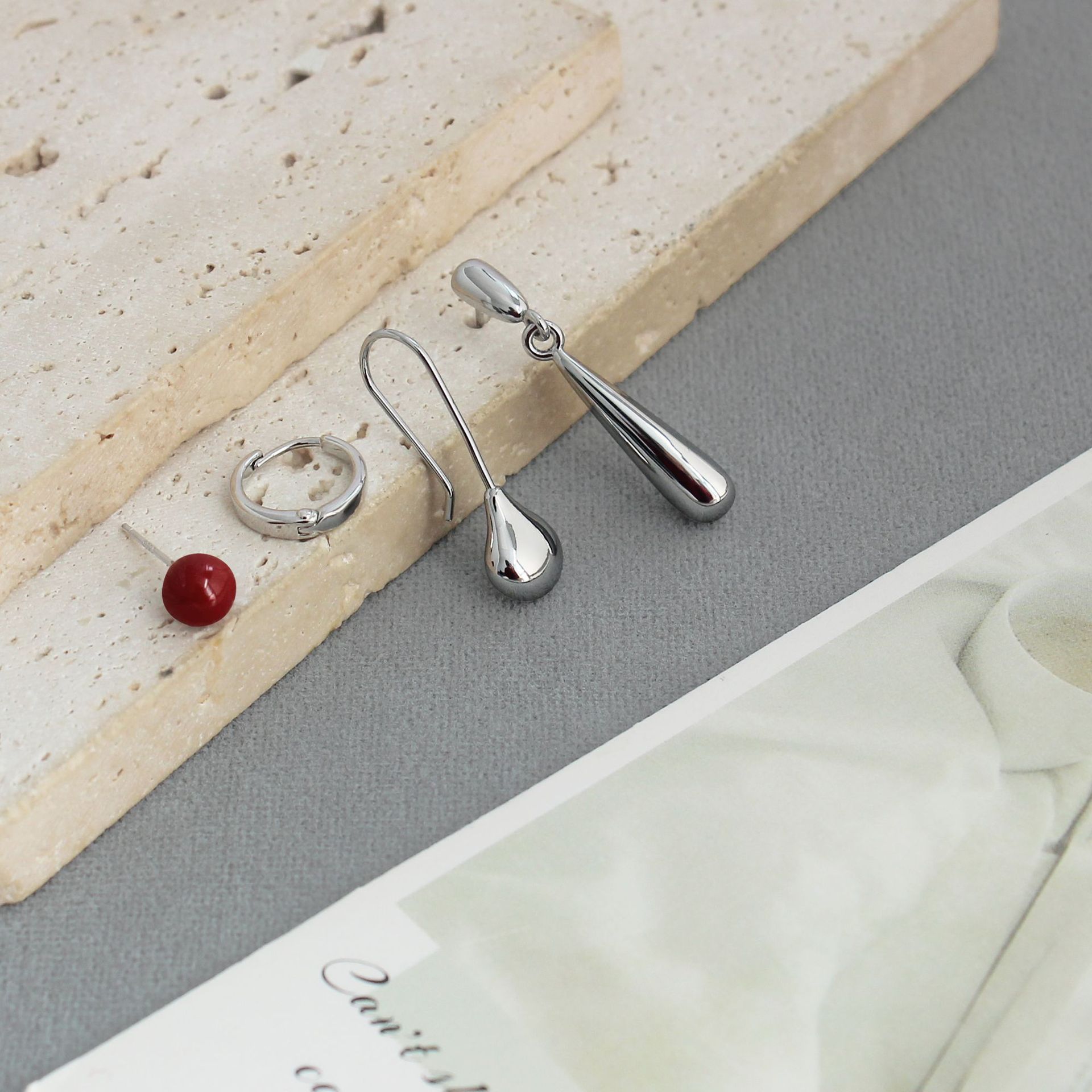 LEM*家春夏水滴耳钉小众设计高级感简约可任意搭配四件套耳环耳钉详情10