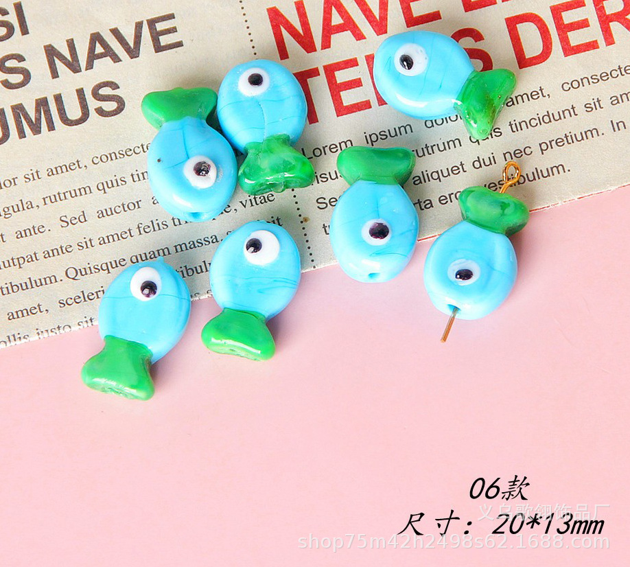 古法工艺琉璃可爱小鱼DIY 项链手链手机链饰配详情6