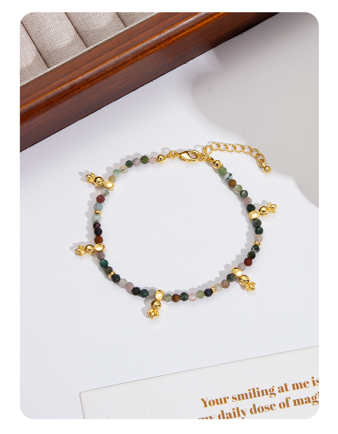 彩色碧玺串珠项链夏季女高级感爱心吊坠锁骨链复古百搭新中式项链详情7