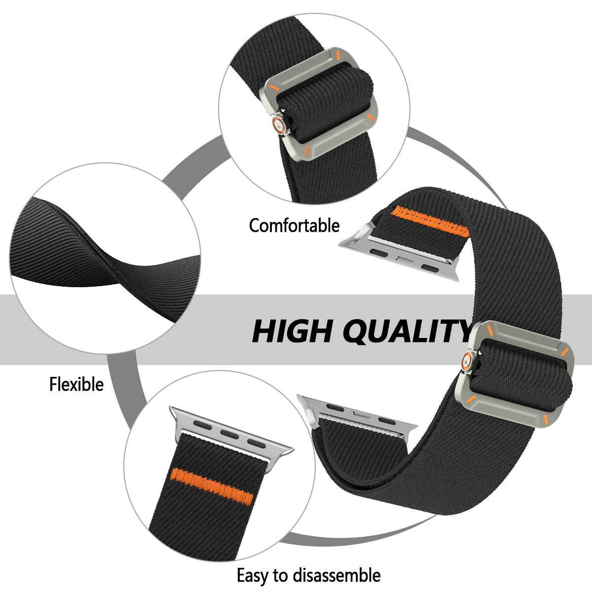 适用苹果尼龙手环苹果手表带iwatch10表带滴胶机械扣书包带车线款详情5
