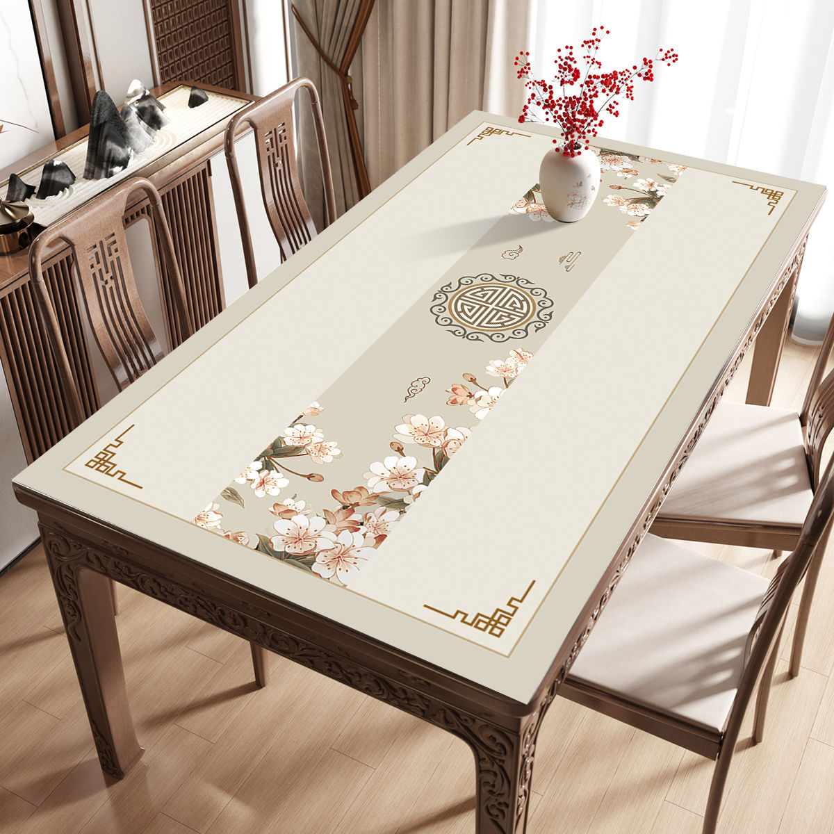 国潮新中式桌垫防水防油防烫桌面垫中国风餐桌垫长方形茶几免洗详情1