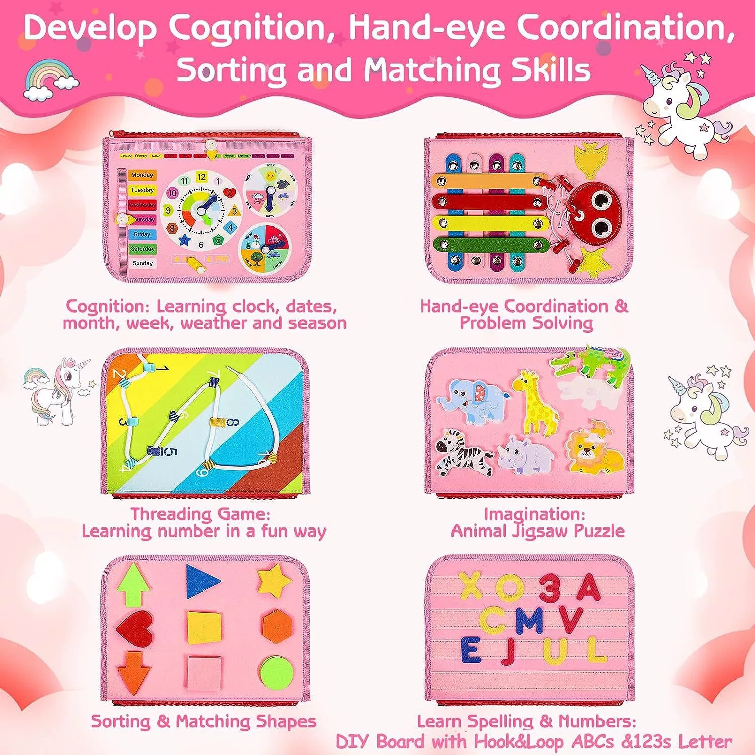 跨境毛毡学习板多页手工diy忙碌板幼儿园早教益智玩具安静书批发详情10