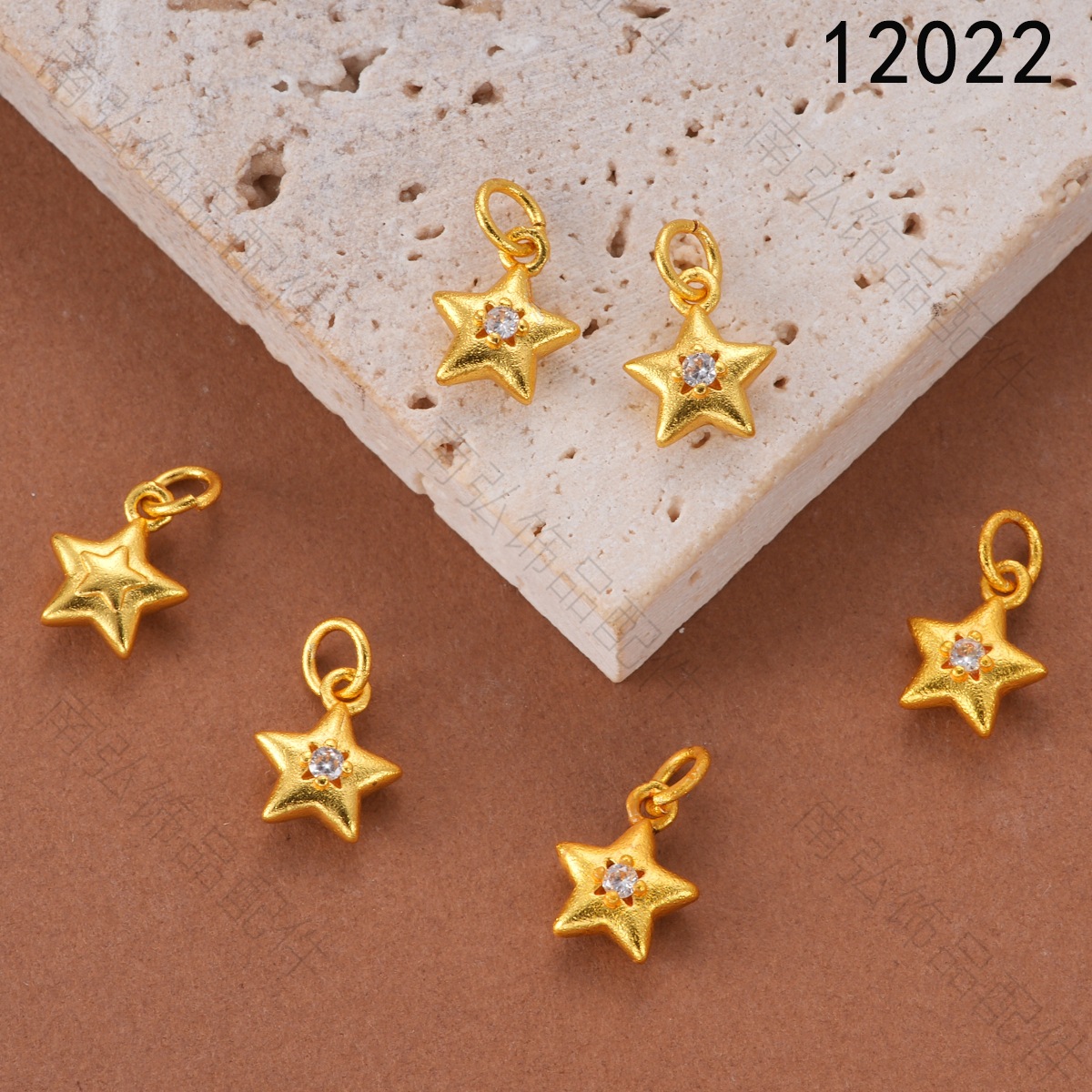 Ancient Vietnamese sand gold color retention zirconium five-pointed star pendant bracelet necklace clasp DIY jewelry accessory pic 2