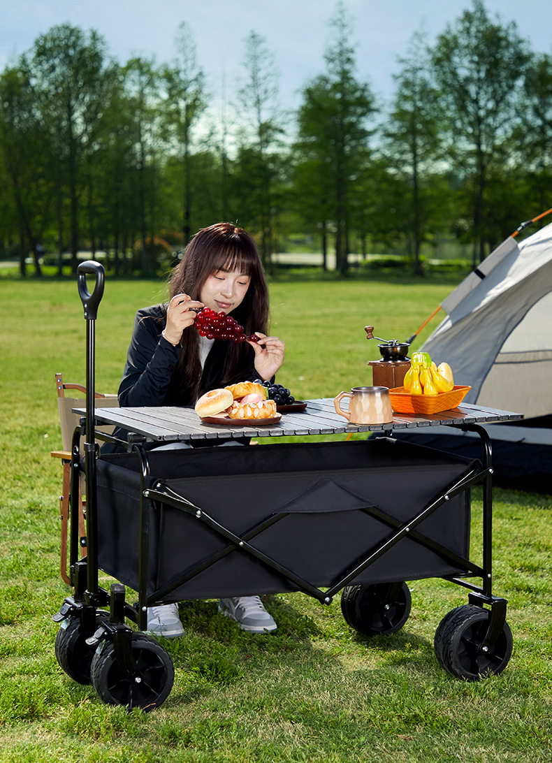 户外野营手推车可折叠家用营地车可后开露营车购物便携摆摊小推车详情12