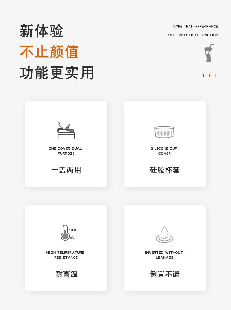 咖啡杯玻璃杯带盖杯便携吸管杯办公室家用高颜值牛奶杯水杯随行杯详情2