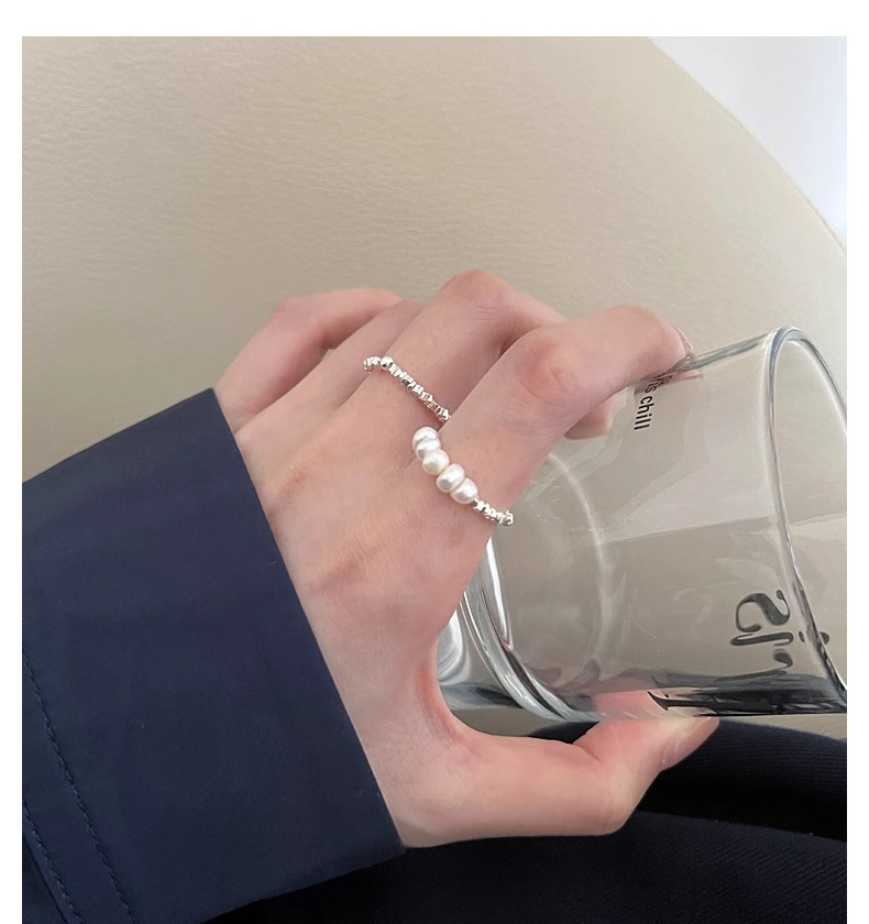 925通体纯银珍珠碎银子戒指女小众设计ins风个性小众设计感闭口指详情13