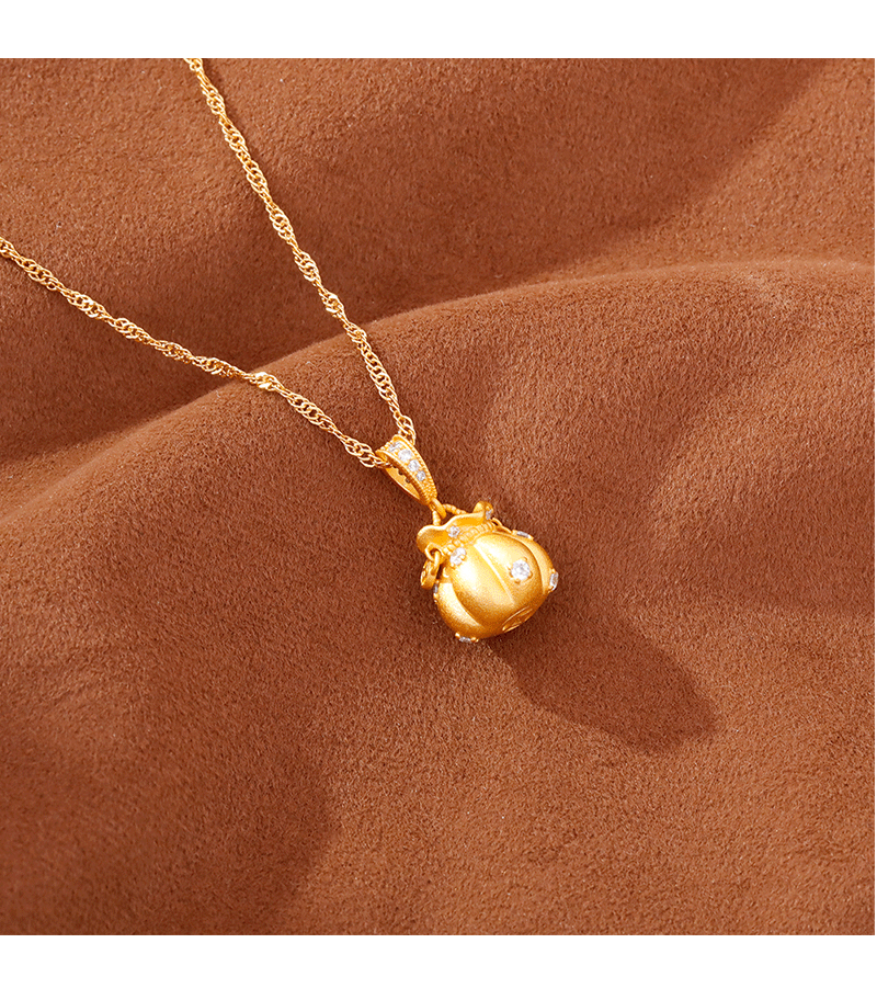 Hyacinth nuevo estilo chino oro pequeño fufu bag colgante collar delicado alto nivel de apariencia diseño de nicho ligero moda de lujo cadena de clavícula versátil pic 2
