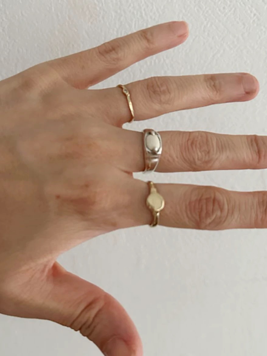 MA*家烧银红玛瑙戒指 冬季搭配简约复古做旧工艺镶嵌黑玛瑙戒指详情11