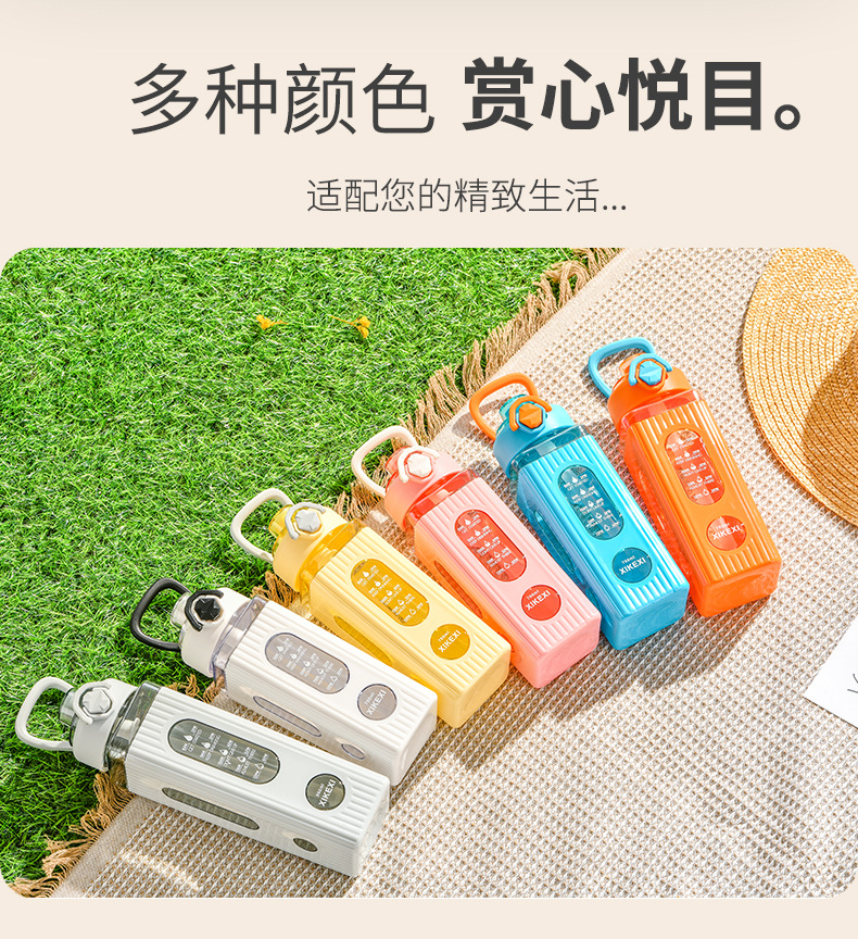 Temu亚马逊水壶弹盖手提方形水杯男户外运动直饮塑料杯学生太空杯详情4
