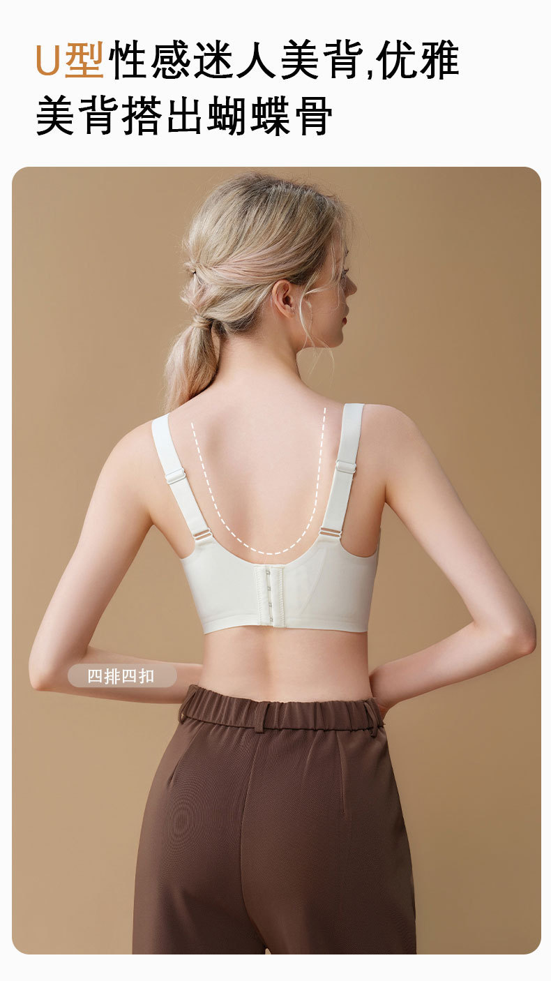 新款粉底液无痕提拉聚拢蕾丝内衣女大胸显小裸感舒适固定文胸罩详情12