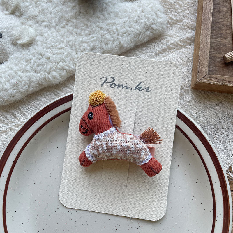 新款韩版秋冬布艺手作小马系发夹儿童侧边碎发刘海夹弹力马尾发圈详情10