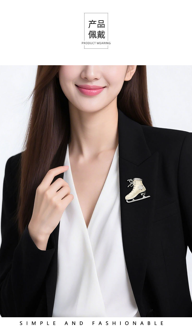 Romantic and fresh blue enamel ice skates brooch, fashionable, light luxury and elegant clothing accessories, exquisite and best-selling brooch pic 7