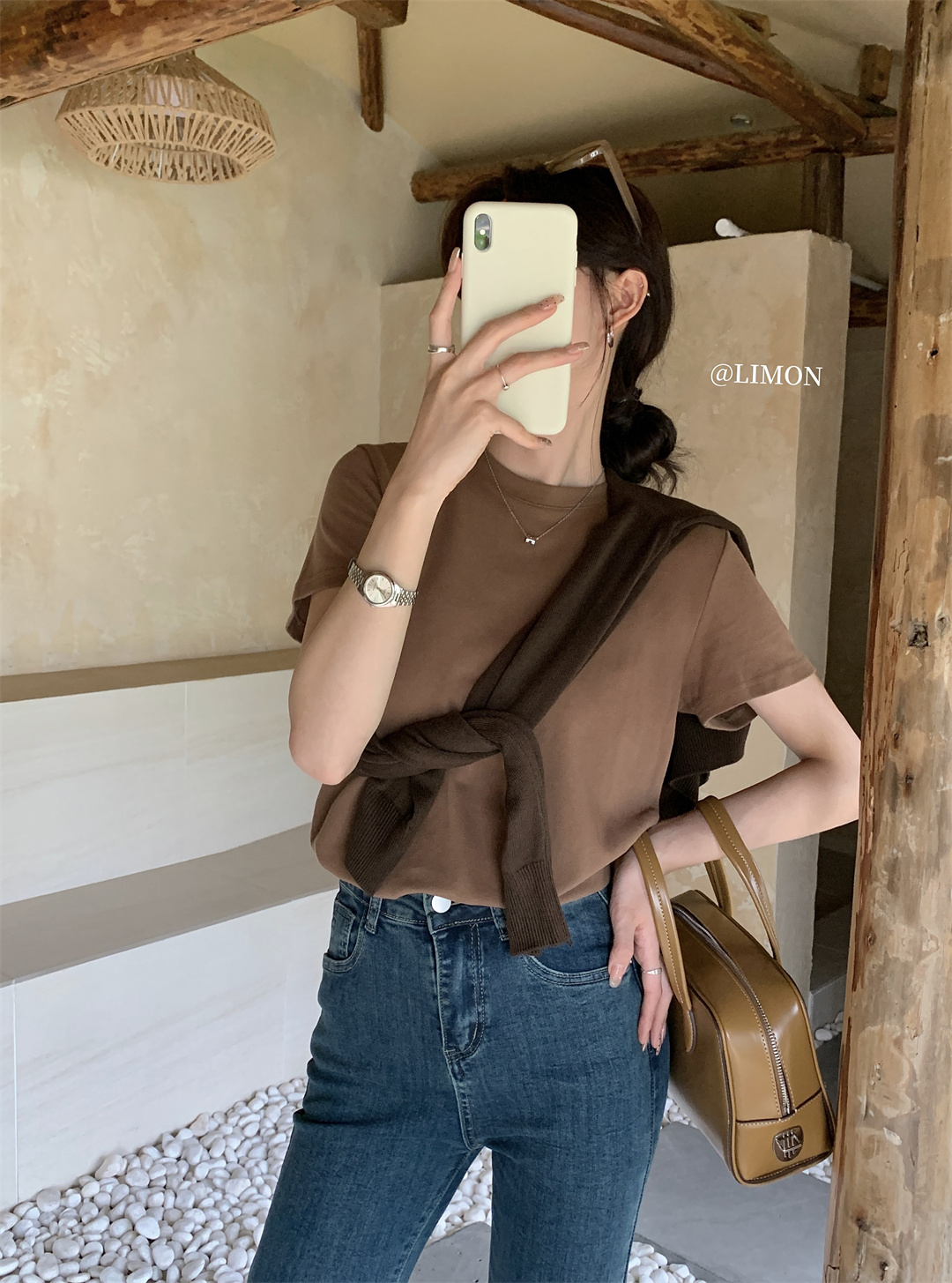 THE LEMON柠檬绿茶正肩磨毛短袖t恤女2024秋季新款百搭上衣打底衫详情38