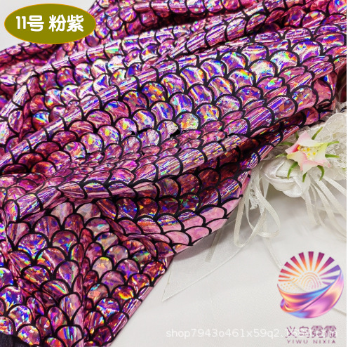 镭射四面高弹鱼鳞布牛奶丝氨纶烫金面料美人鱼裙舞台服装装饰布详情8