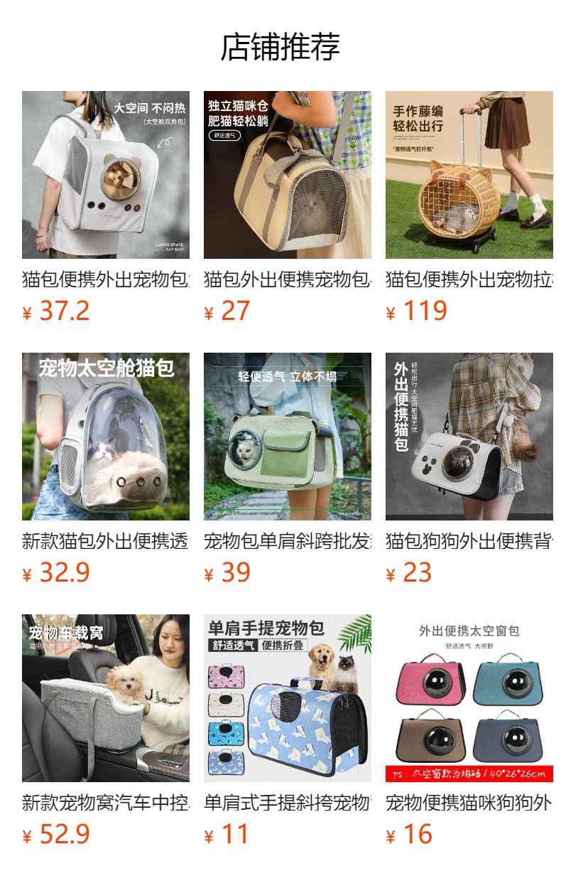 宠物便携太空舱外带猫包手提可折叠单肩包外出背包卡通猫咪狗包包详情1