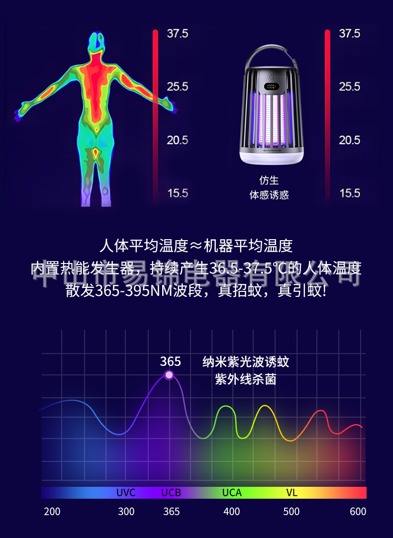 跨境新款太阳能灭蚊灯便携式家用静音捕蚊器户外照明多功能灭蚊器详情7