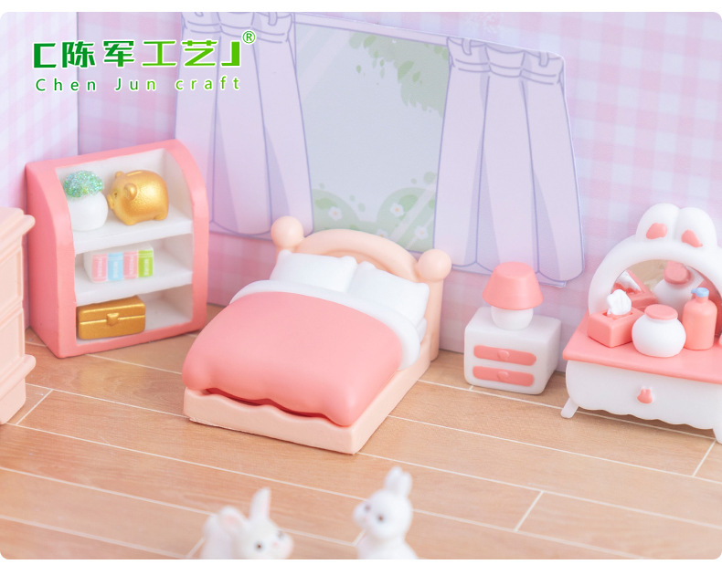 微景观创意粉色少女心卧室装饰品配件 娃屋diy微缩家具模型小摆件详情38