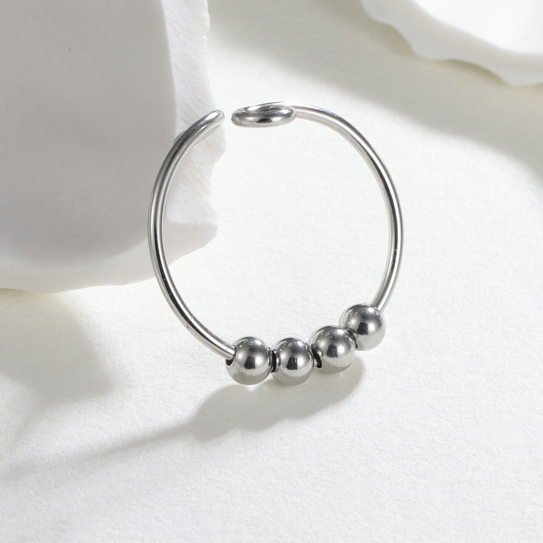 New cross-border rotating ring, universal wheel ring, anxiety ring for women and men, adjustable thin bead ring accessory pic 3