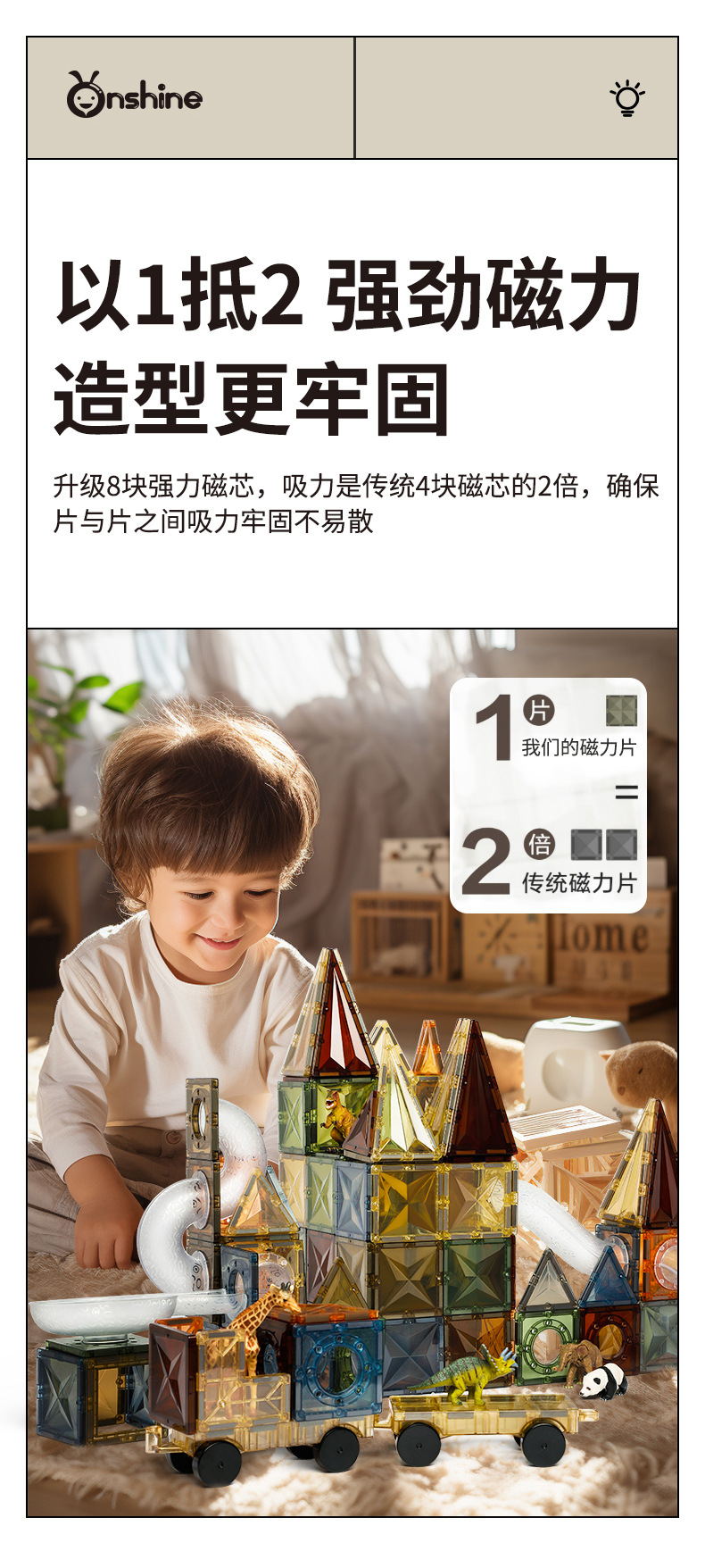 ONSHINE/童年无限大自然色磁力片益智玩具立体彩窗磁力片生日礼物详情13