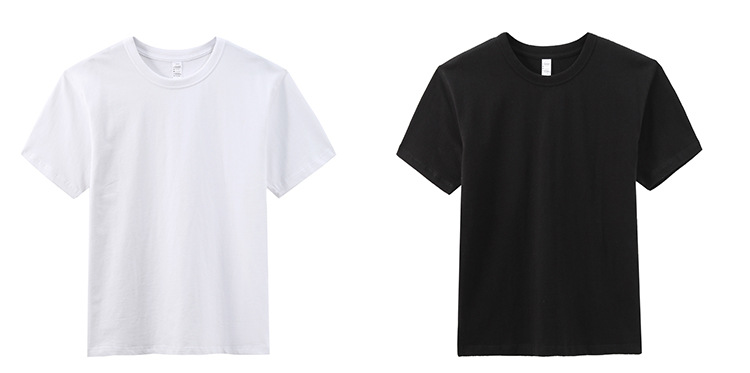 300g three-needle Xinjiang pure cotton heavy weight non-shrinking black and white pure cotton T-shirt for women, brushed breathable short-sleeved for men pic 28