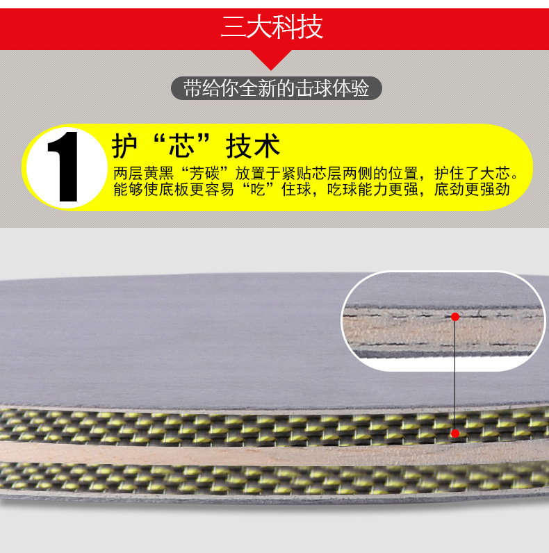 Hongshuangxi Kuangbiao 301 table tennis racket base plate Kuangbiao 301X National Master Series professional carbon base plate genuine product pic 2