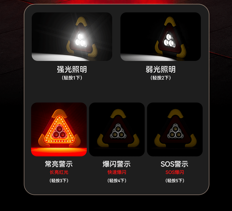 Vehicle-mounted warning frame, car traffic warning sign, vehicle tripod, solar reflective triangular sign, emergency light warning pic 6