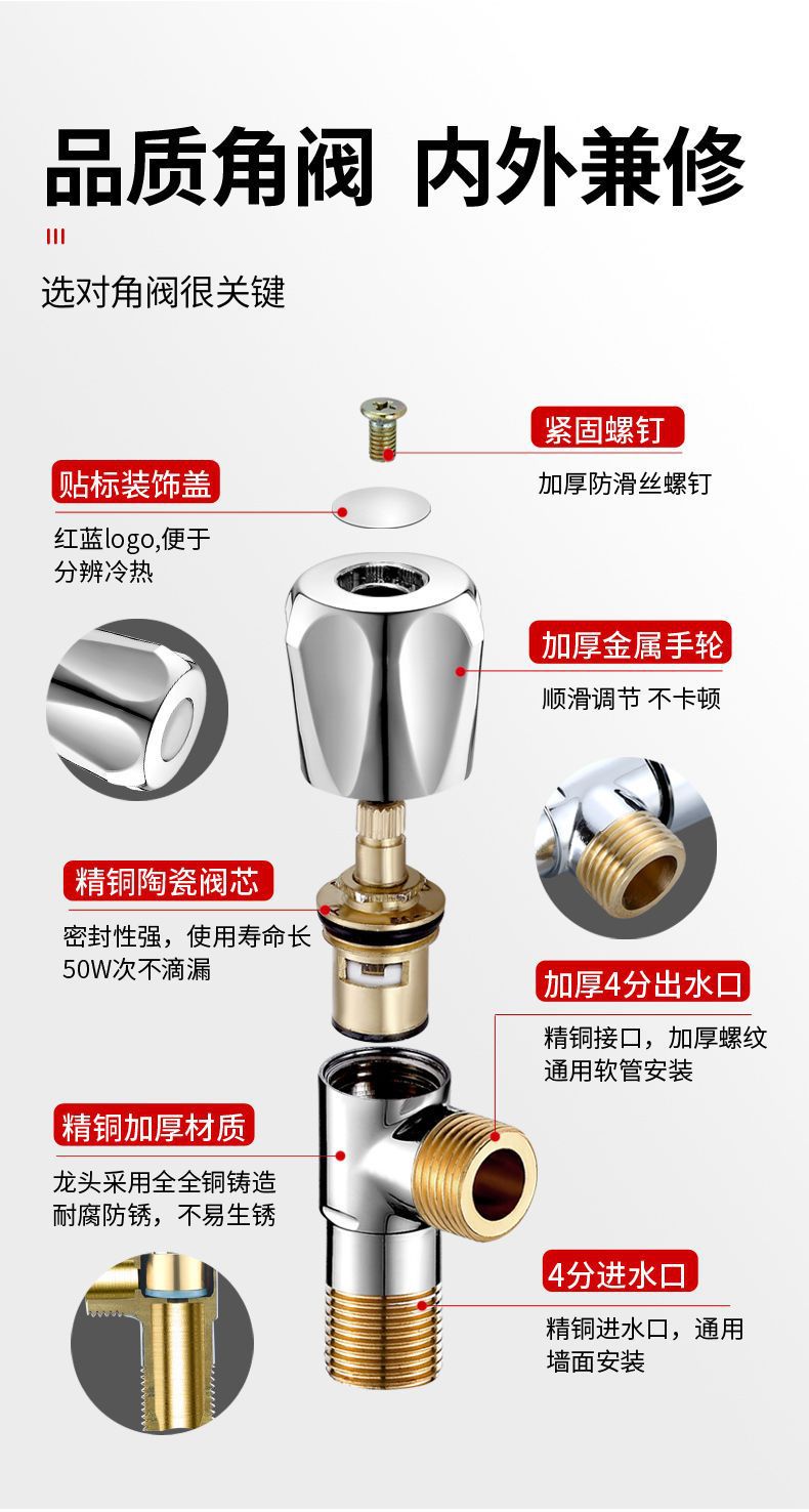 角阀全铜三角阀门热水器水阀冷热水阀门开关三通家用八字阀详情14