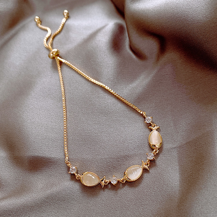 猫眼石简约小鱼手链女ins潮冷淡风小众手环个性设计气质手饰批发详情12