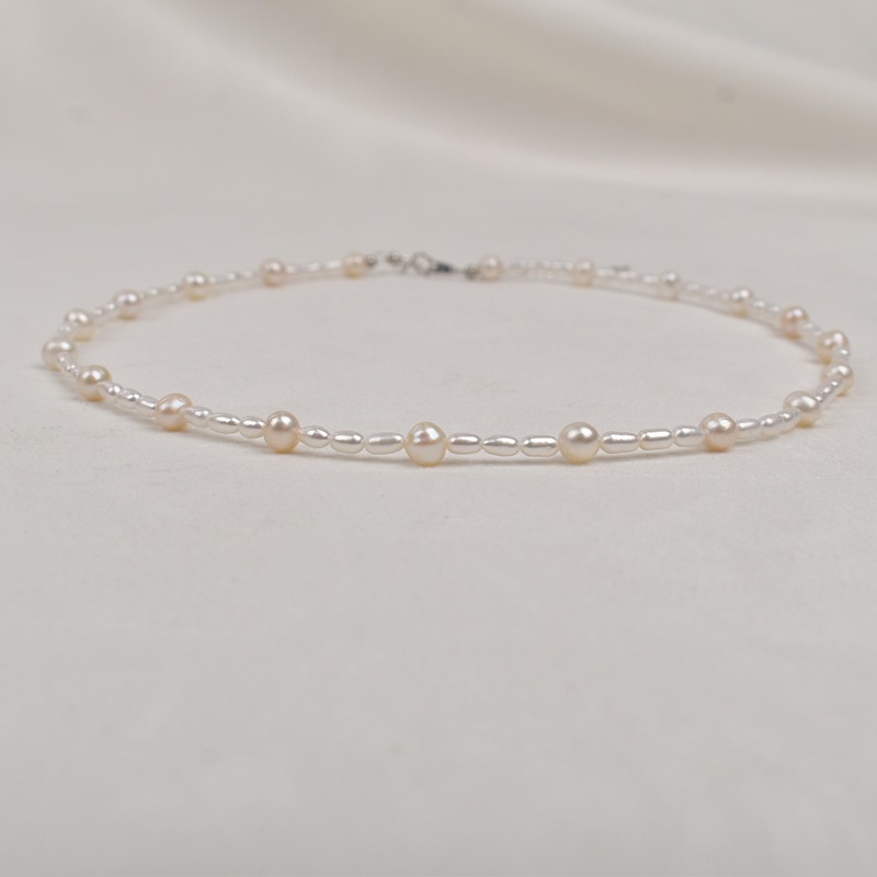 法式满天星细珍珠项链女天然淡水小米珠颈链轻奢925银小众锁骨链详情7