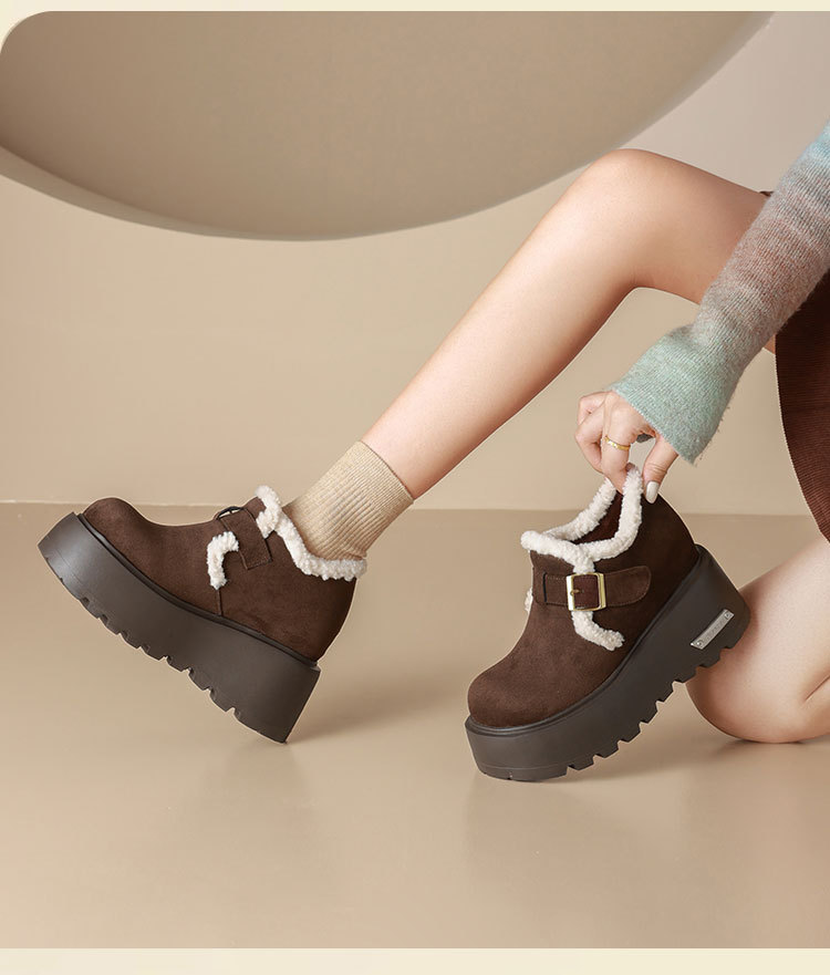 厚底勃肯鞋女2025冬新款英伦风小皮鞋加绒雪地靴10cm内增高乐福鞋详情20