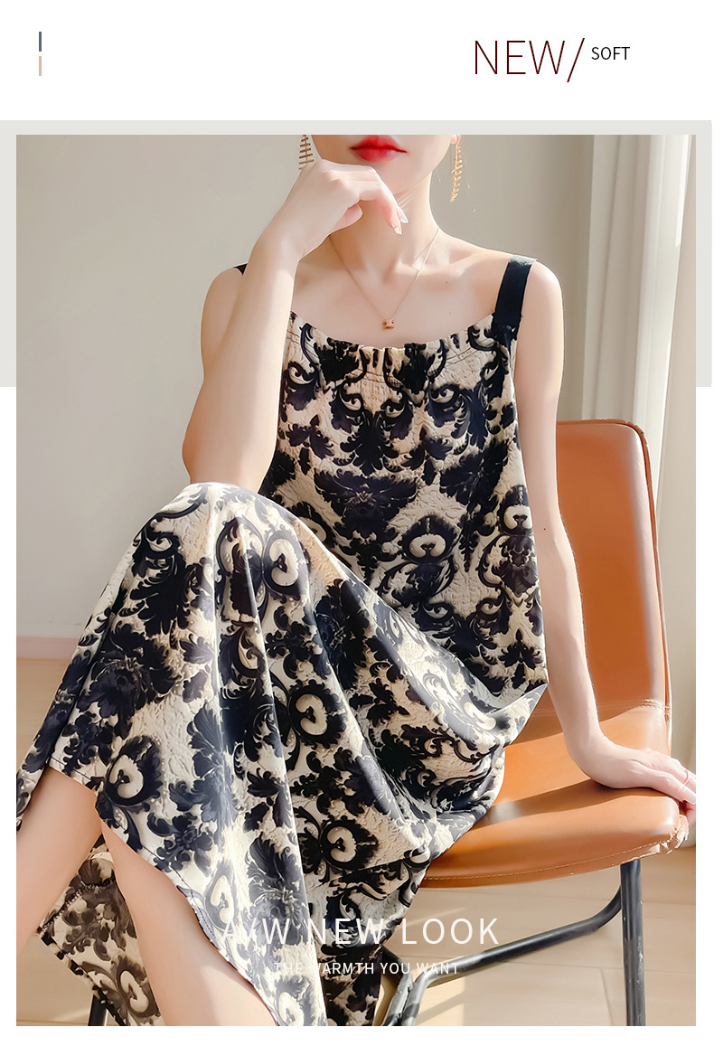 2025夏季新款一字领吊带连衣裙女法式大码遮肉长裙气质女装夏裙子详情28