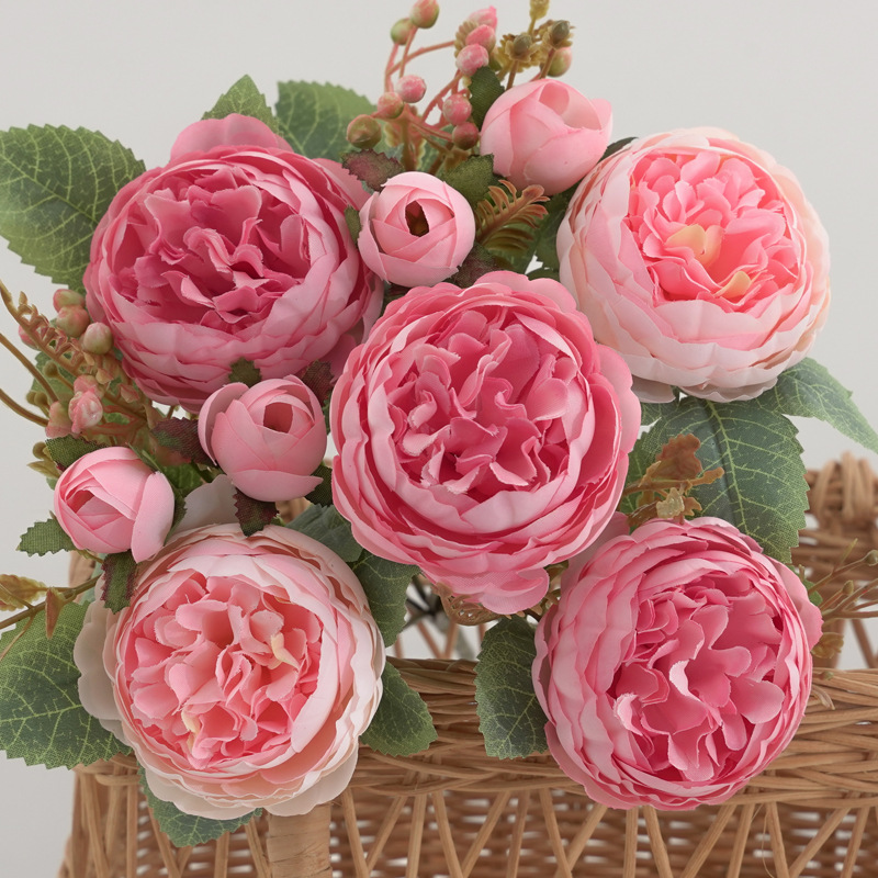 仿真花假花束 7叉欧式洋牡丹 家居婚庆装饰花瓶插花绢花玫瑰芍药详情7
