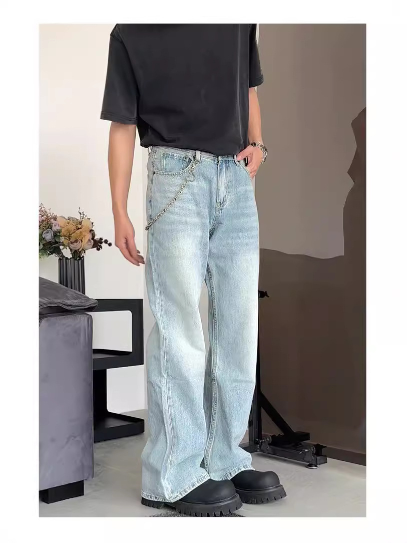 【冰蓝平替】春夏冰蓝微喇cleanfit显高显瘦美式高街复古牛仔裤男详情6