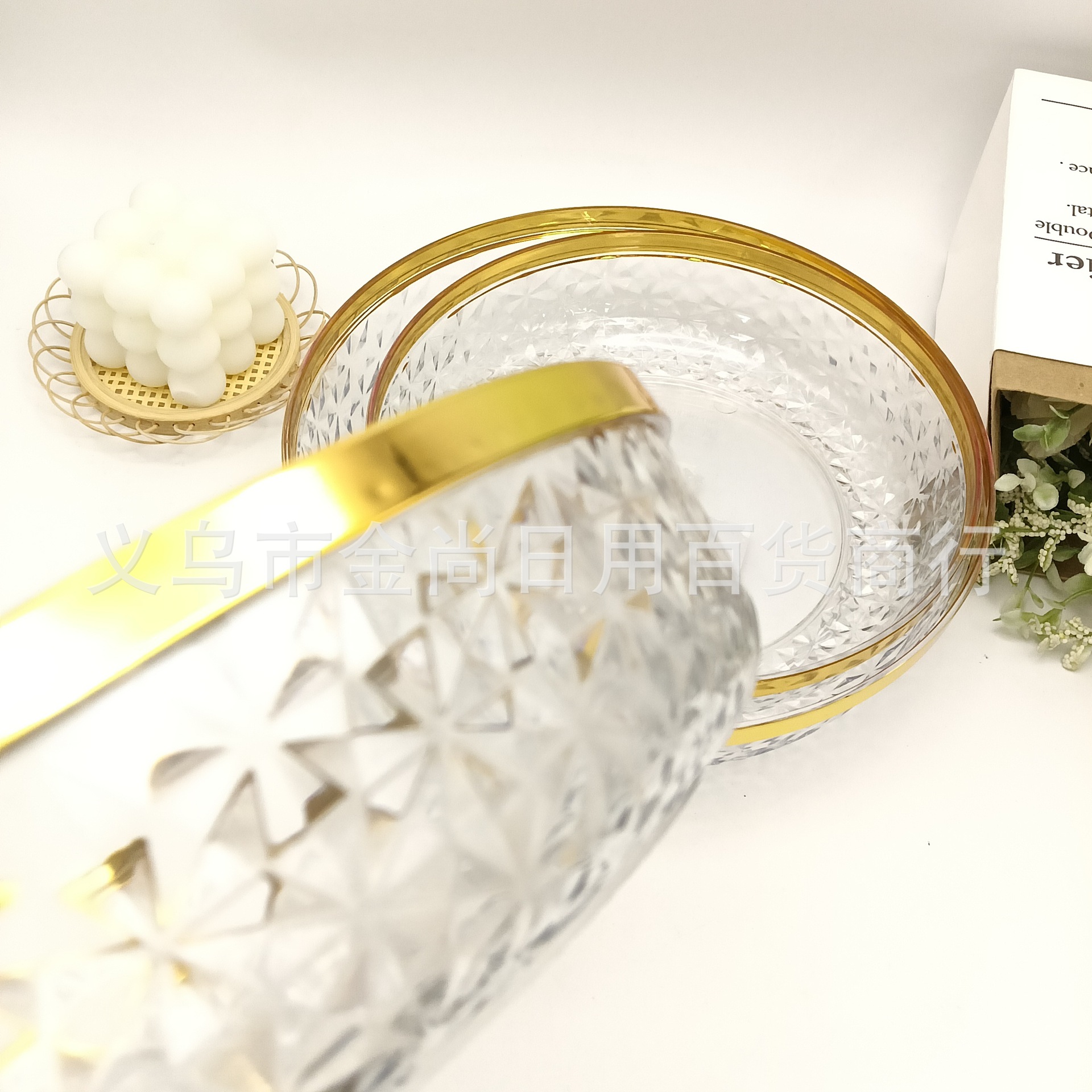 Hot-selling transparent PET gold-embossed fruit platters, cross-border light luxury and high-end feel, home, restaurant dining tables, hotel coffee tables, snacks pic 4