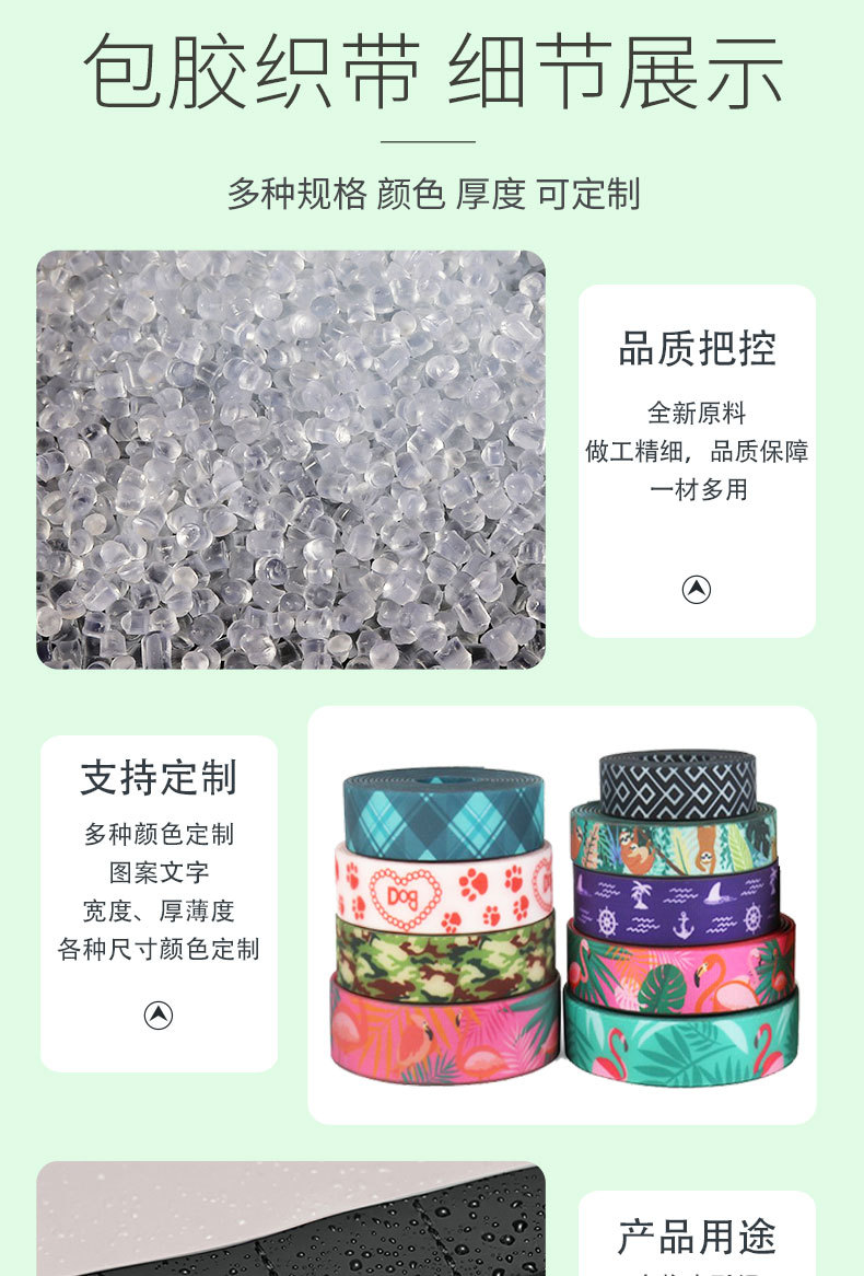 跨境pvc包胶织带狗绳狗项圈宠物防爆冲胸背带高强力狗牵引绳织带详情3