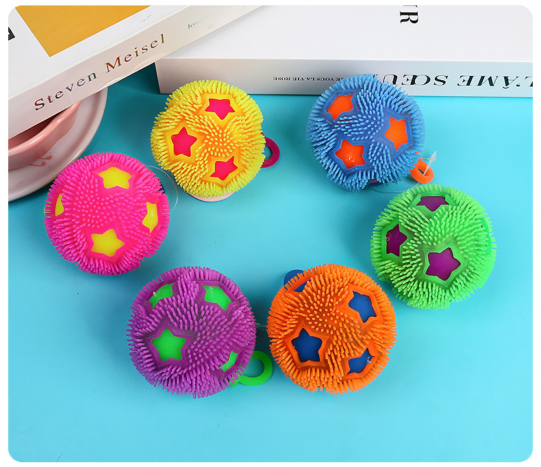 发泄五星毛毛球解压带绳子足球发光挤压玩具儿童网红爆款益智科教彩泥粘土沙详情12