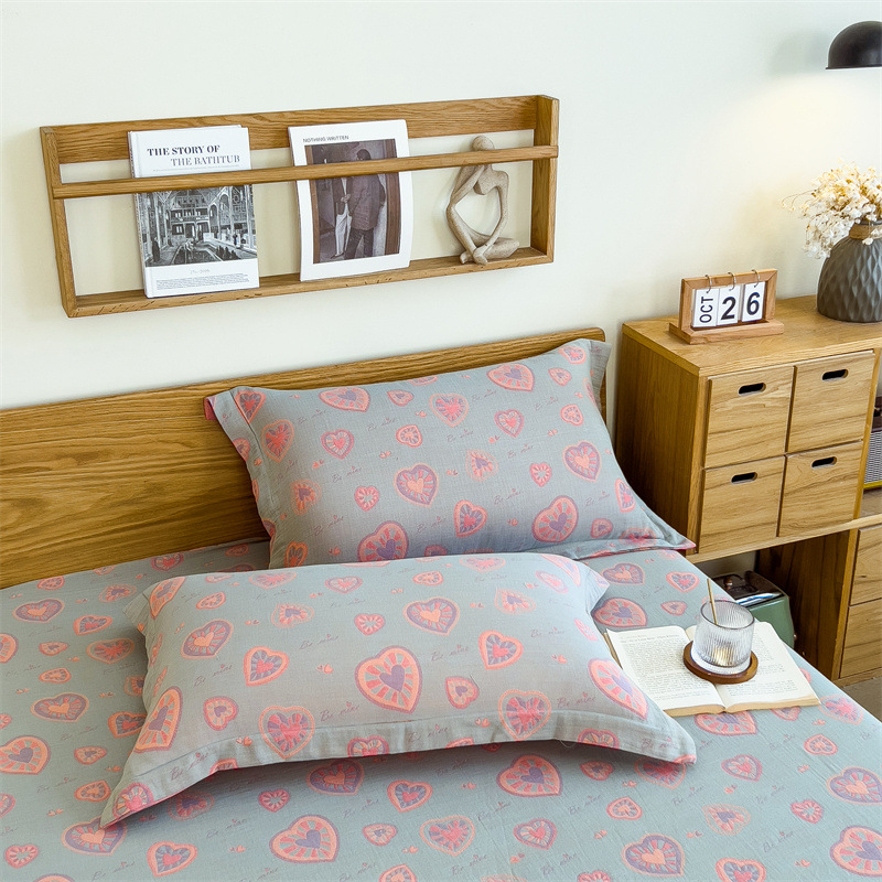 Pure cotton yarn-dyed jacquard double-layer gauze bed cover, single piece of all-cotton gauze mattress protective cover, bedspread, bed cover, single piece of bedding pic 81